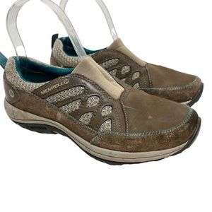 MERRELL Brown Teal Slip On Sneakers STONE DRAGONFLY Hiking Shoes Casual sz 6